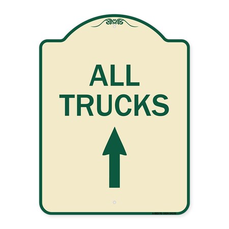 Signmission Driveway All Trucks Move Ahead W/ Up Arrow Heavy-Gauge Aluminum Sign, 24" x 18", TG-1824-24131 A-DES-TG-1824-24131